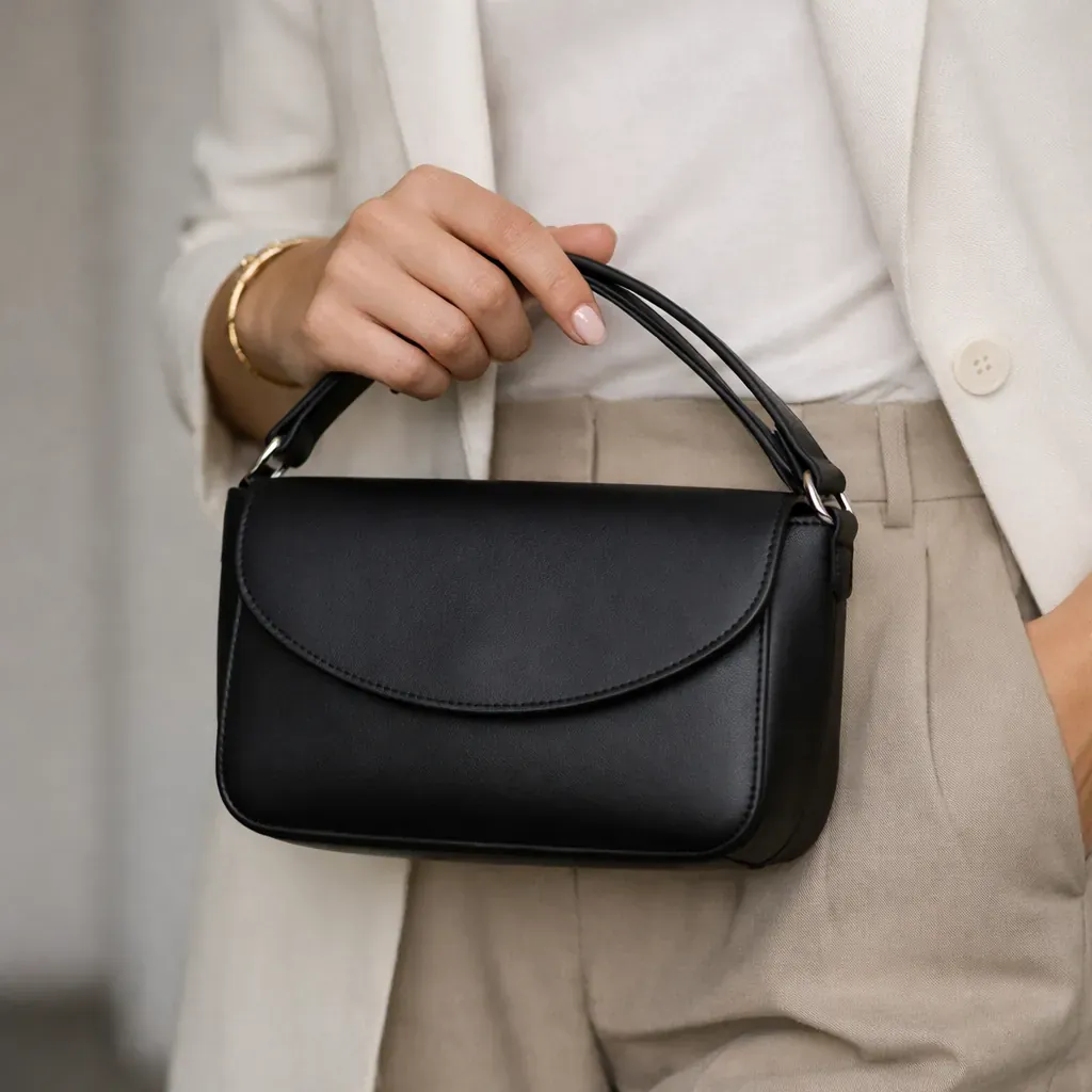 Person holding a minimalist fashion item