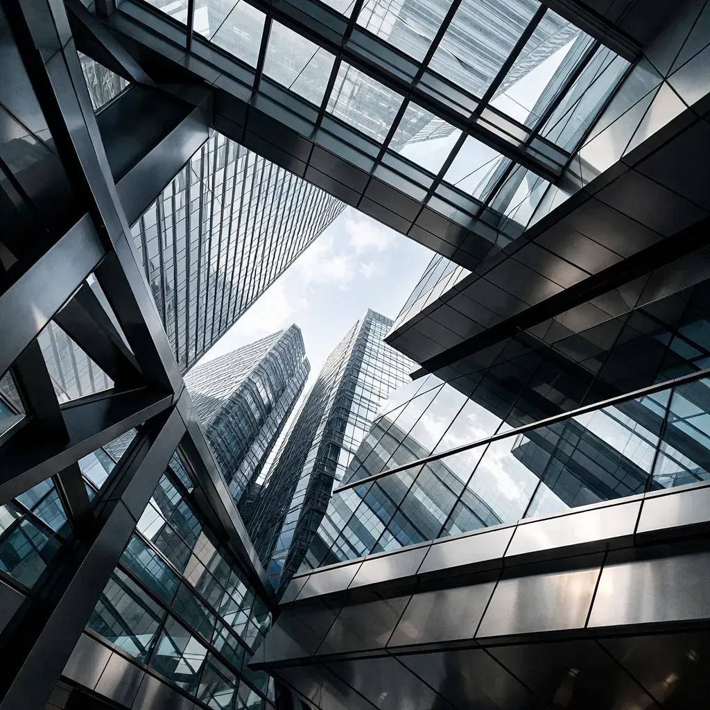 Abstract architectural structural lines representing corporate infrastructure