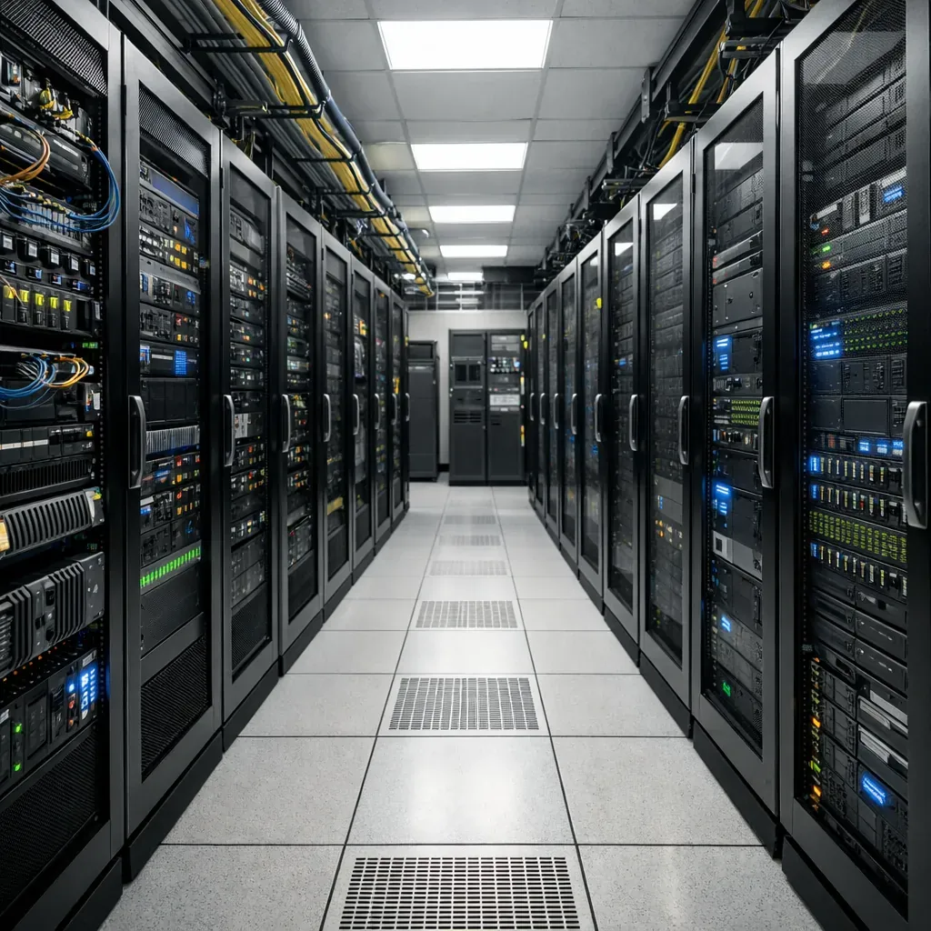 Server room representing secure data management infrastructure