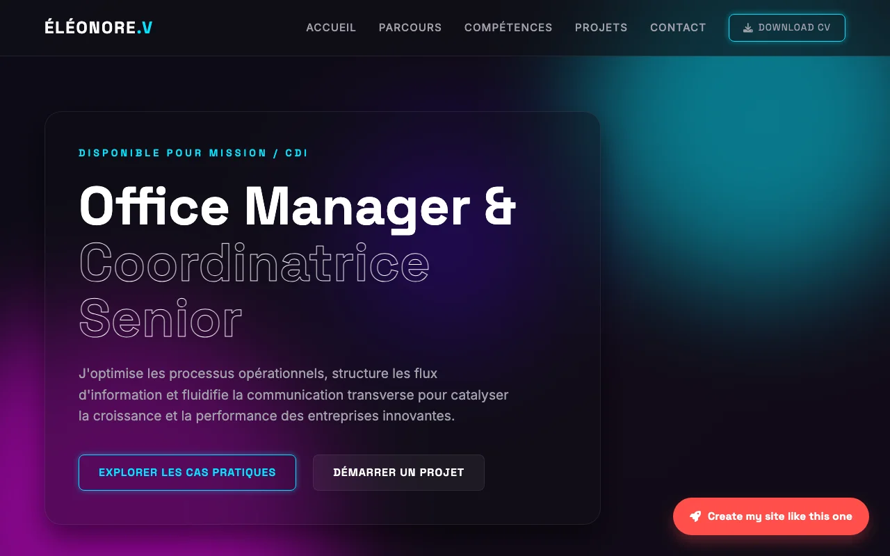 CV professionnel — Cinématique