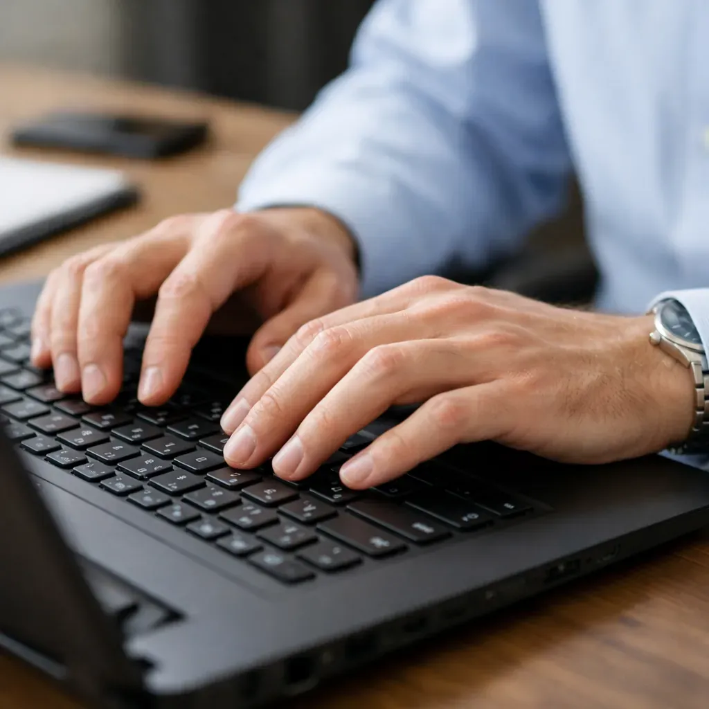 Personne tapant au clavier