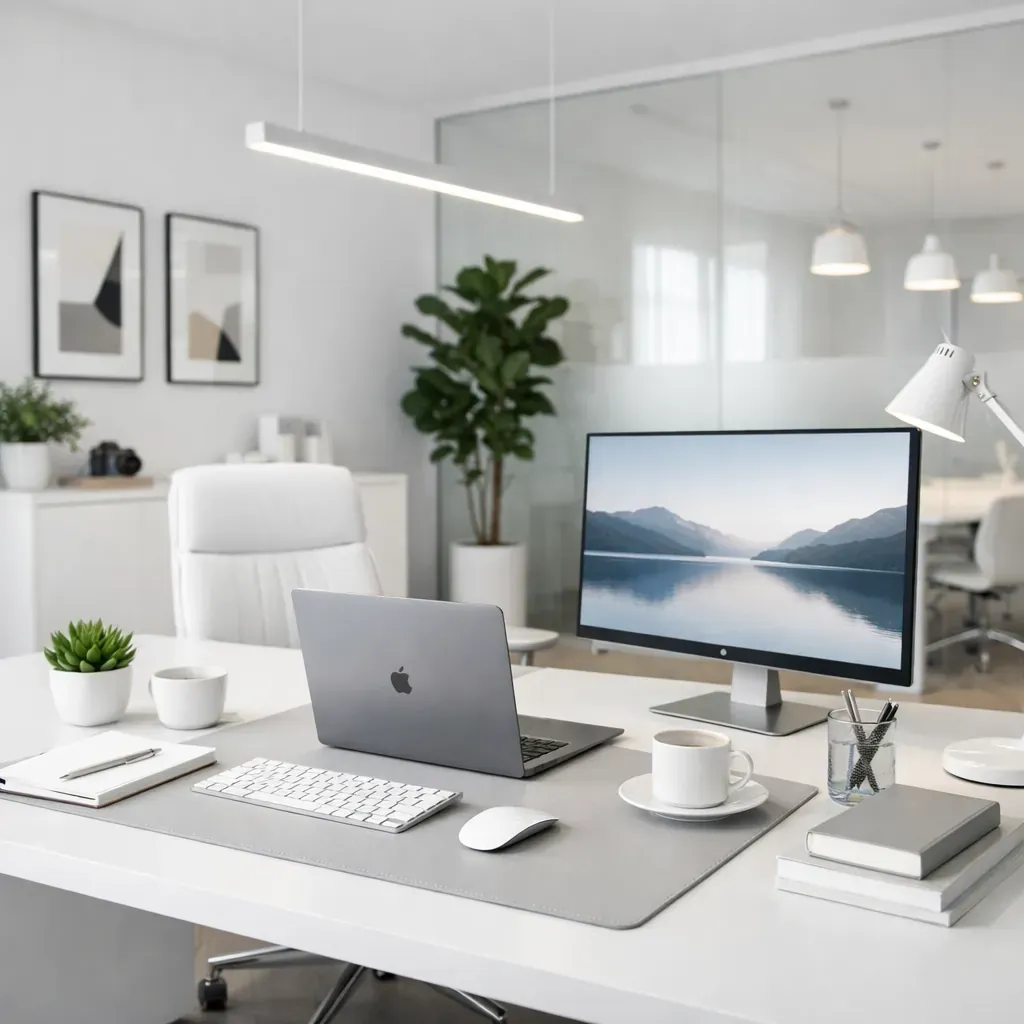 Espace de travail moderne et immaculé
