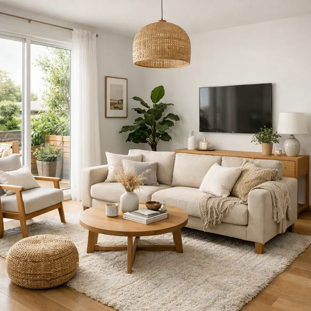 Intérieur de salon lumineux et propre