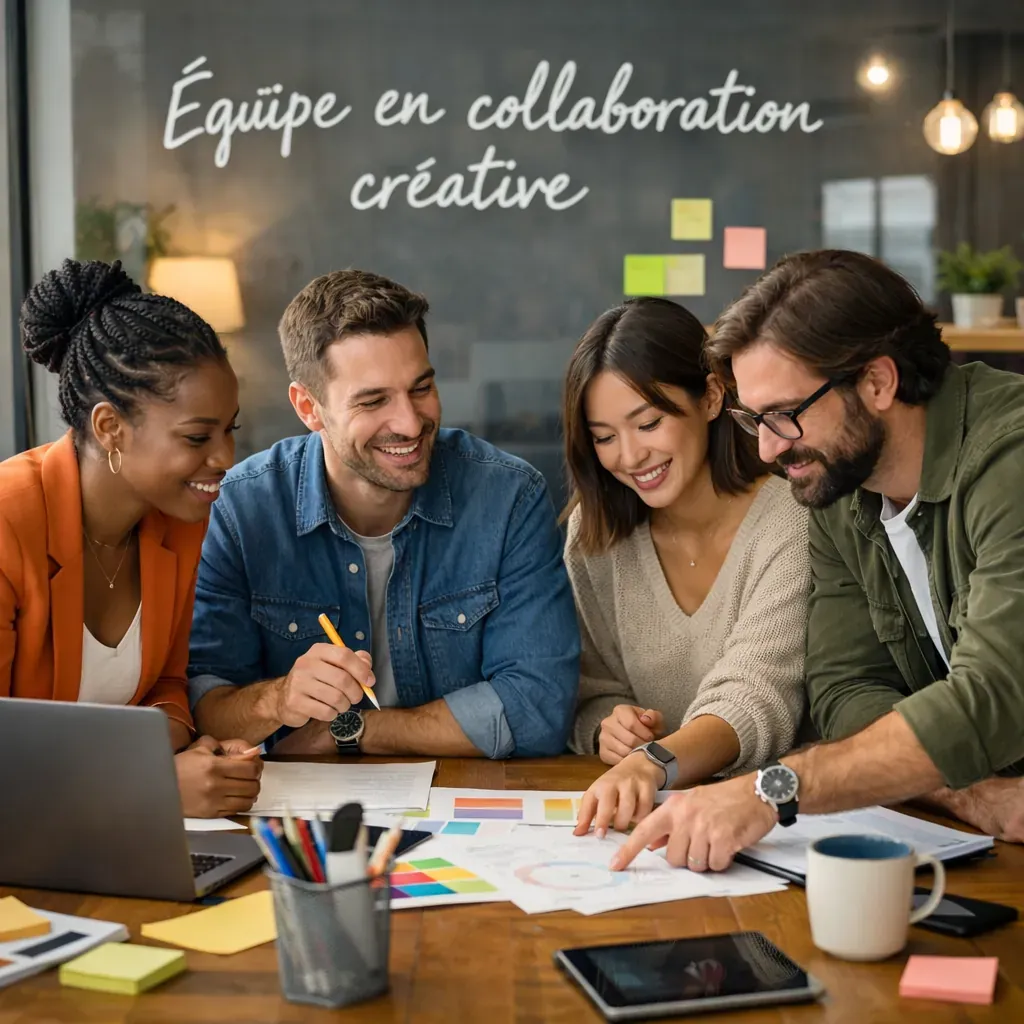 Équipe en collaboration créative