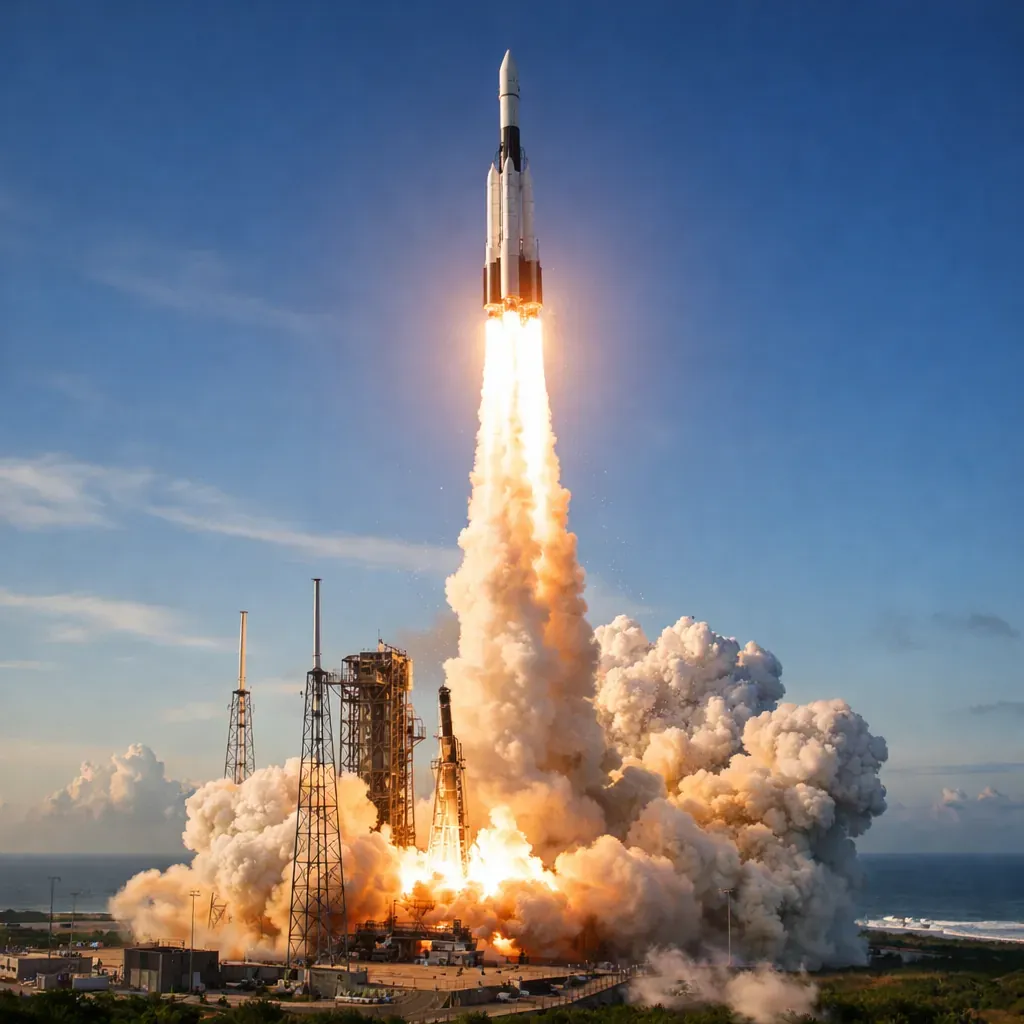 Lancement de fusée dans l'espace