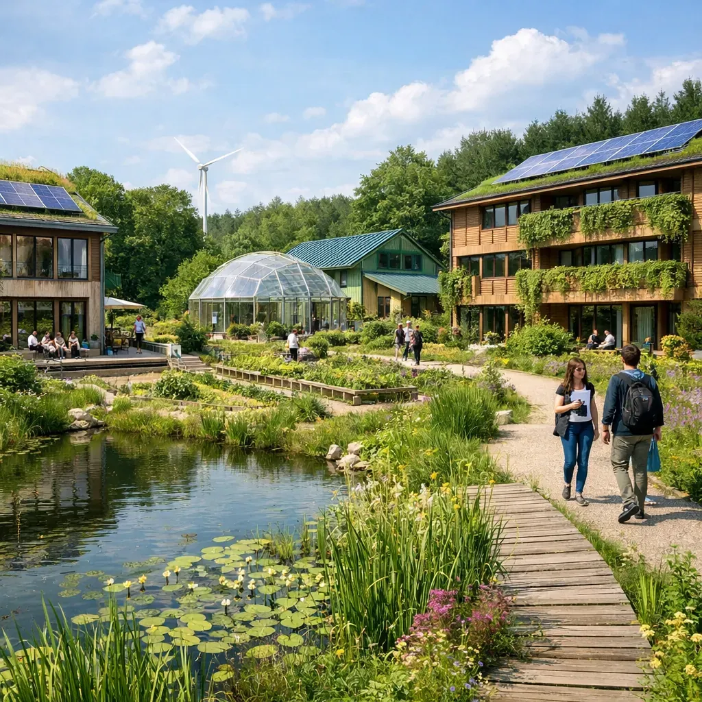 Campus écologique avec végétation