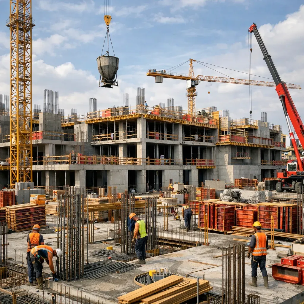 Chantier de construction en phase de gros oeuvre