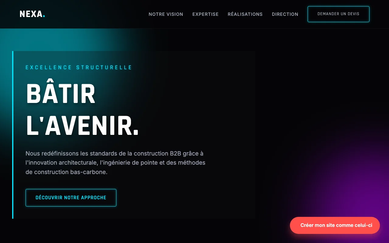 Site d'entreprise — Cinématique