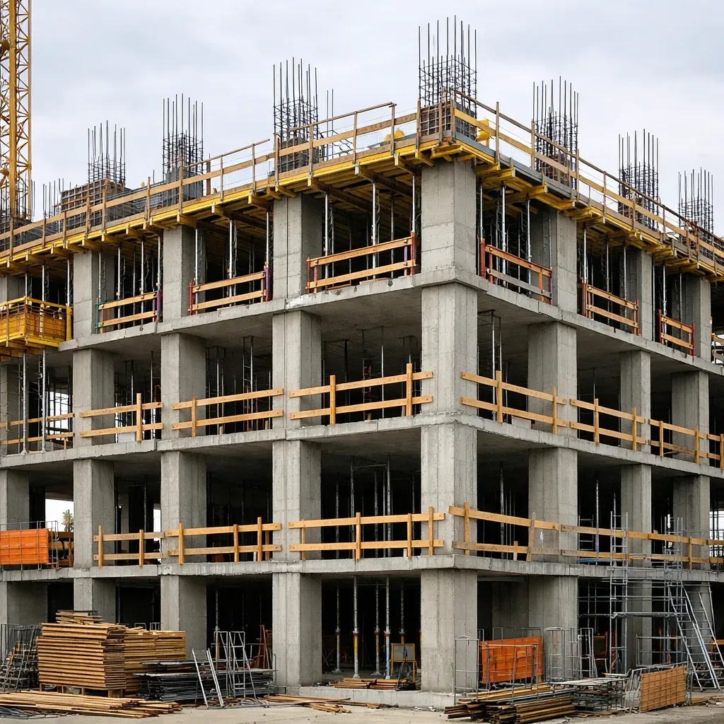 Structure de construction d'un bâtiment en béton