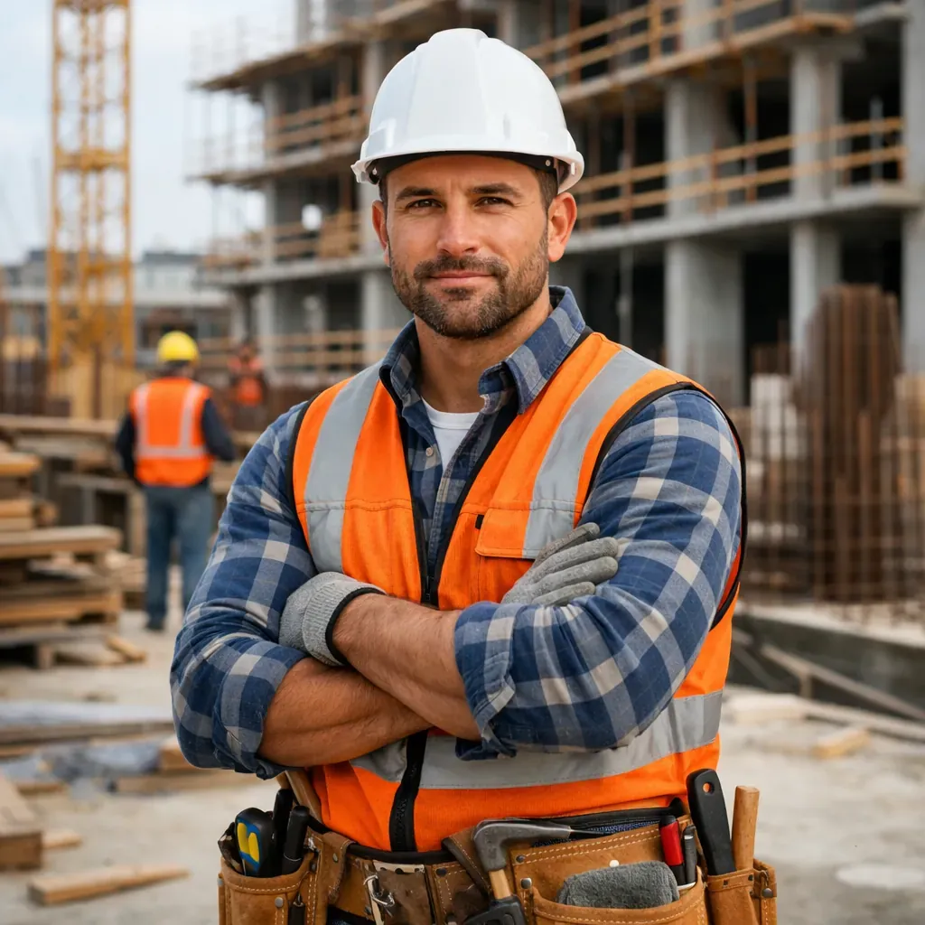 Professionnel de la construction sur un chantier