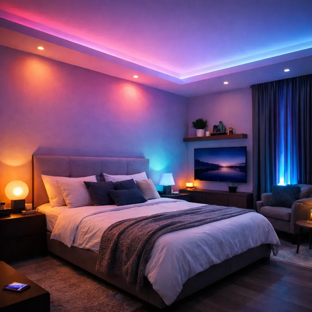 Chambre avec éclairage domotique
