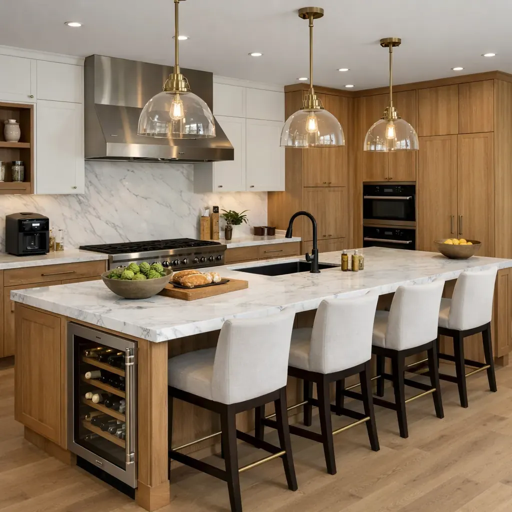 Cuisine sur mesure avec îlot central