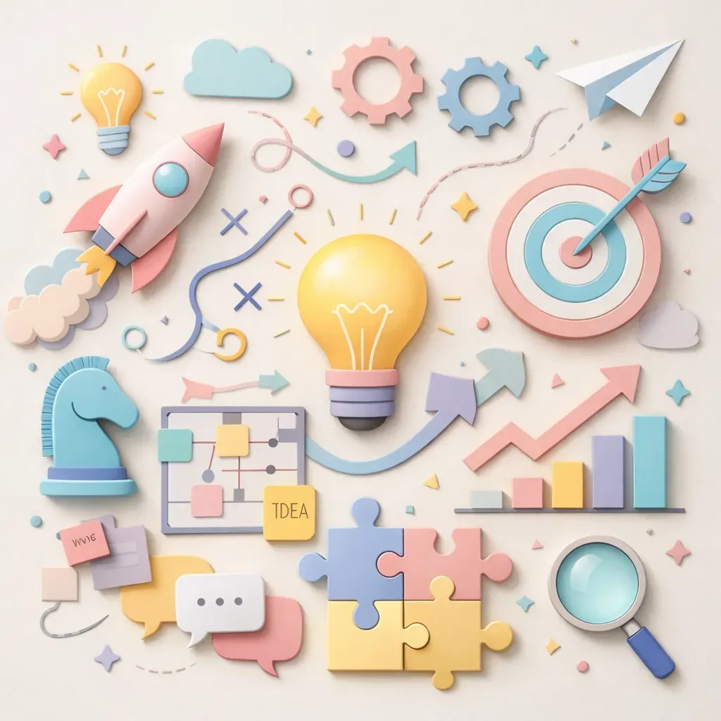 Illustration abstraite de stratégie et d'innovation en couleurs pastel