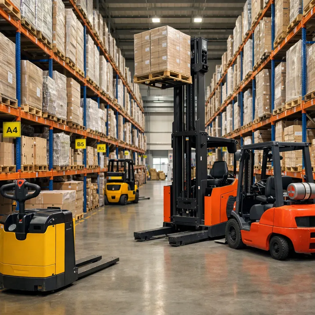 Entrepôt logistique avec chariots