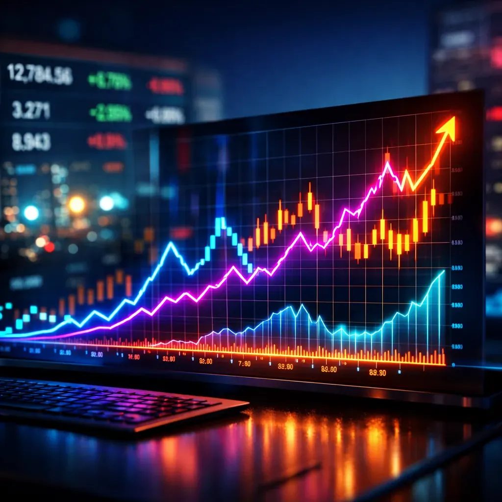 Neon graph representing financial tech
