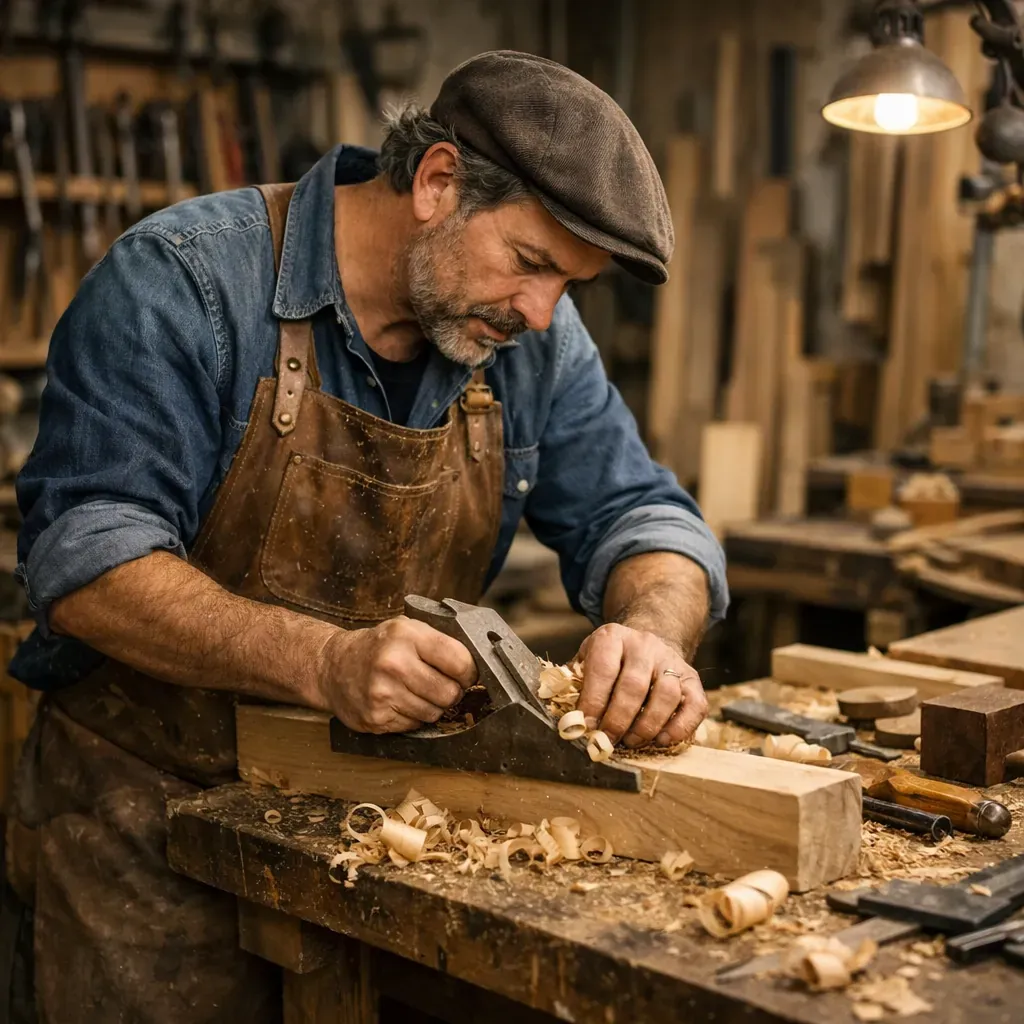 Artisan travaillant le bois dans un atelier