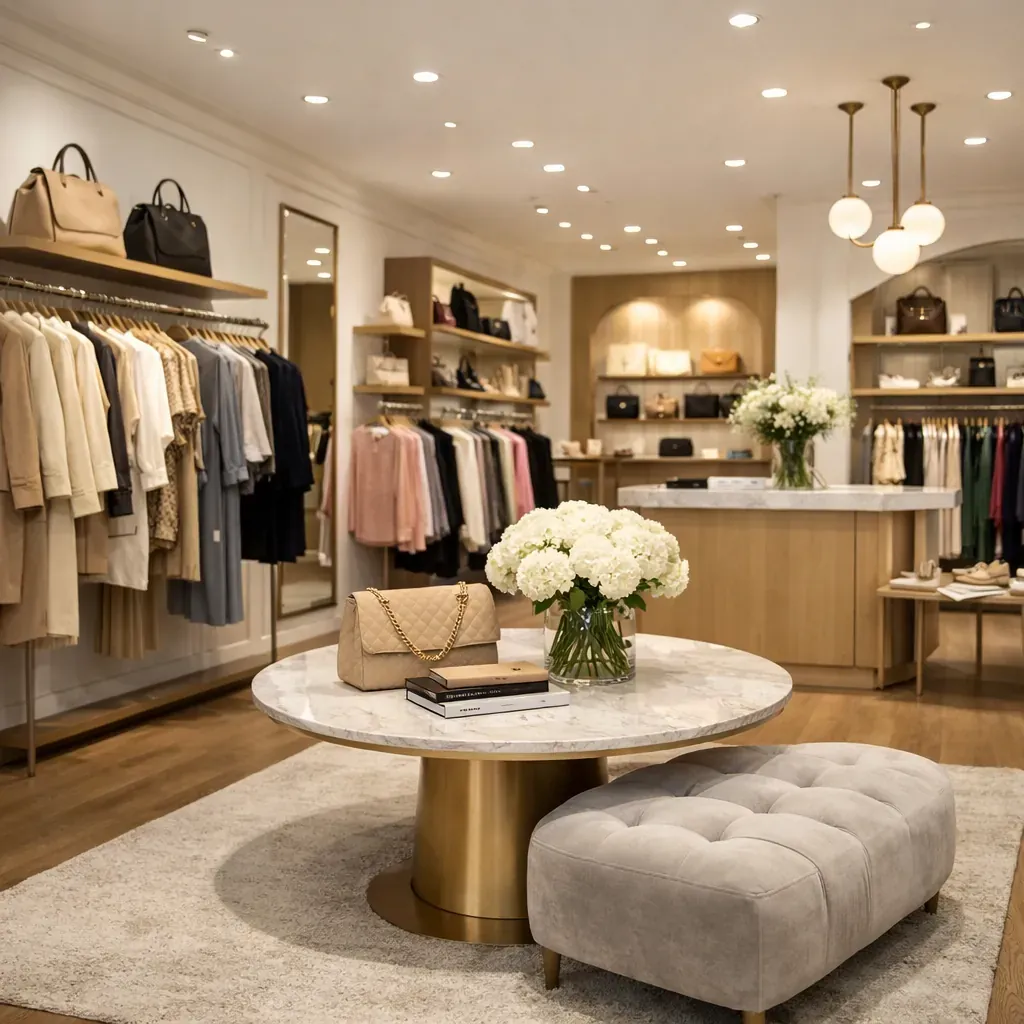 Boutique élégante avec présentoirs de haute qualité