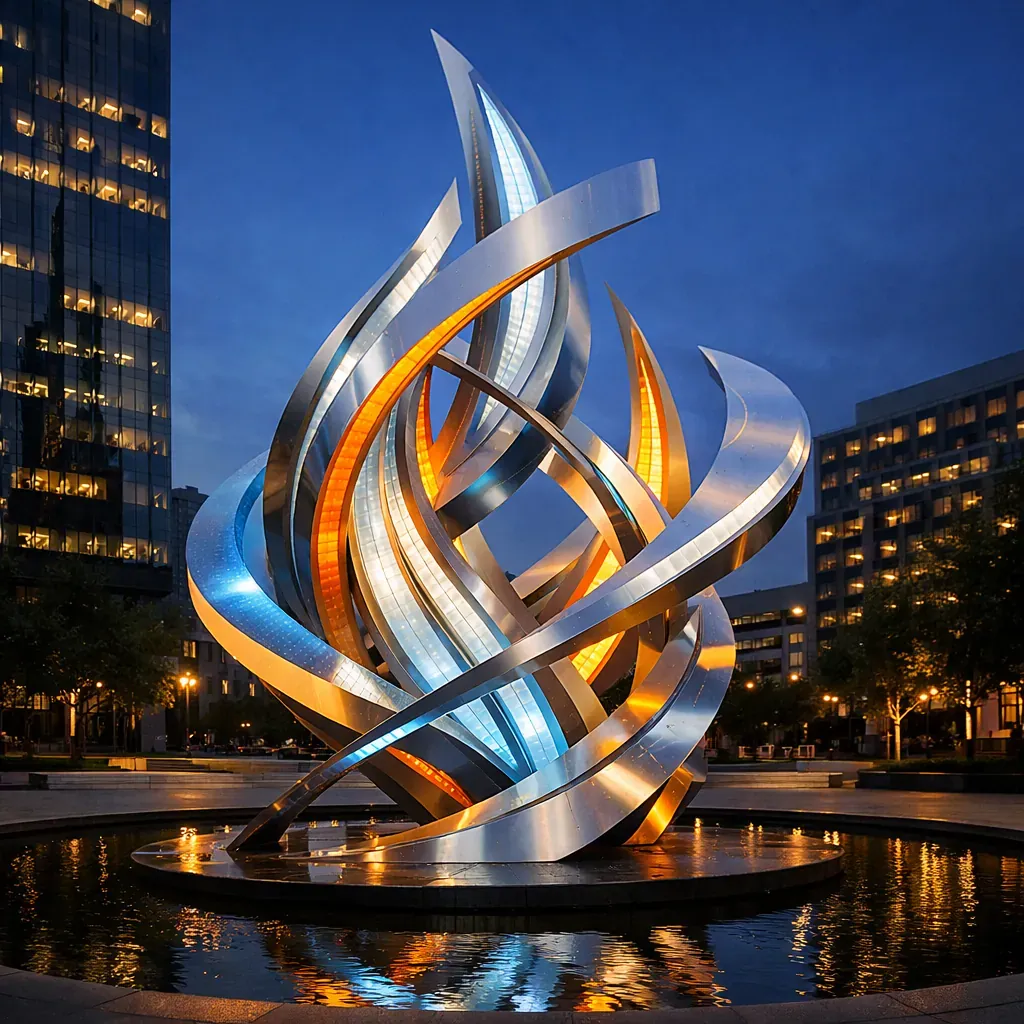 Sculpture architecturale lumineuse abstraite
