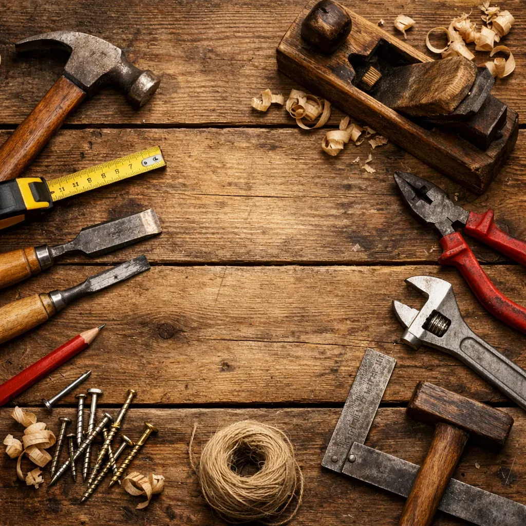 Texture de bois et outils