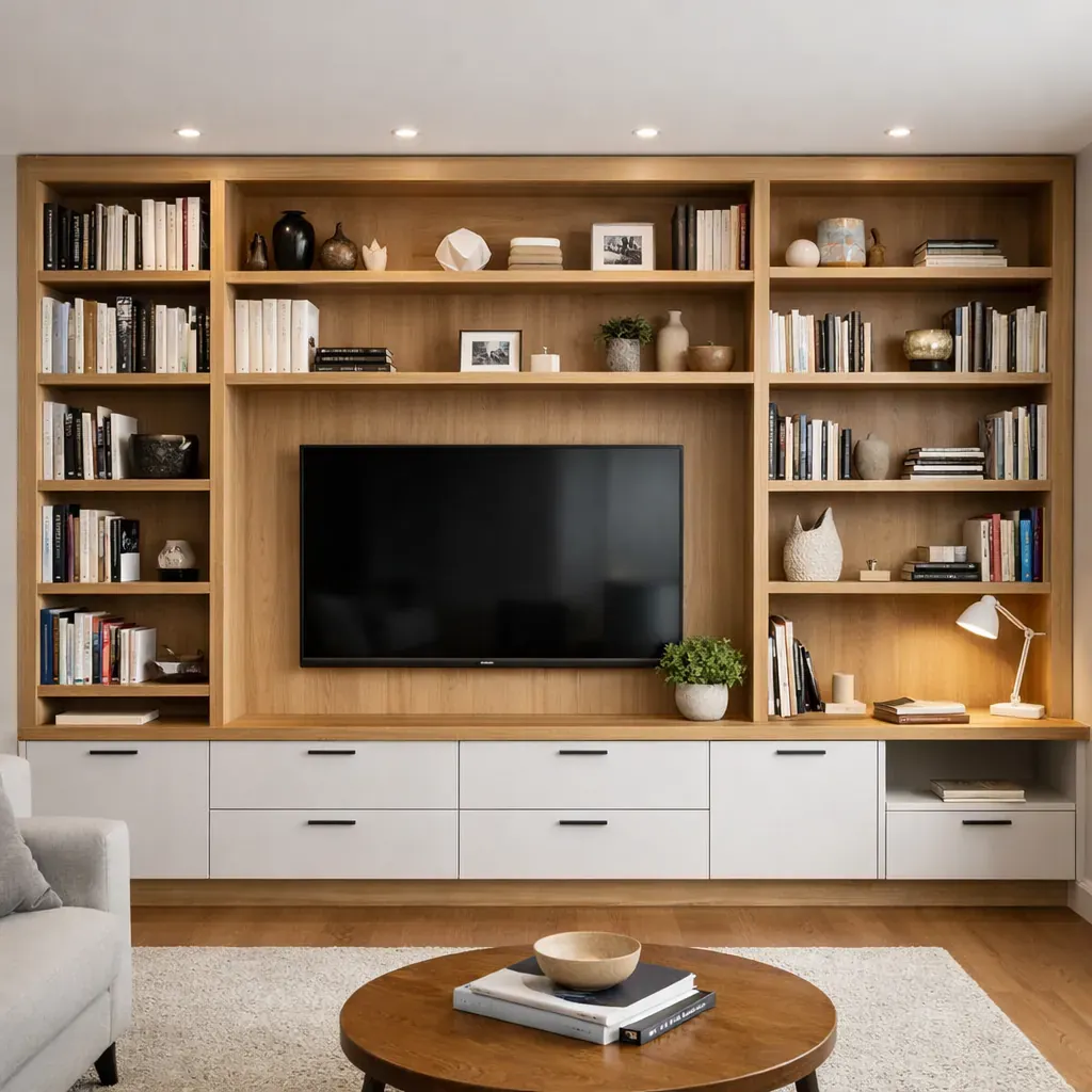 Agencement de bibliothèque modulaire intégrée