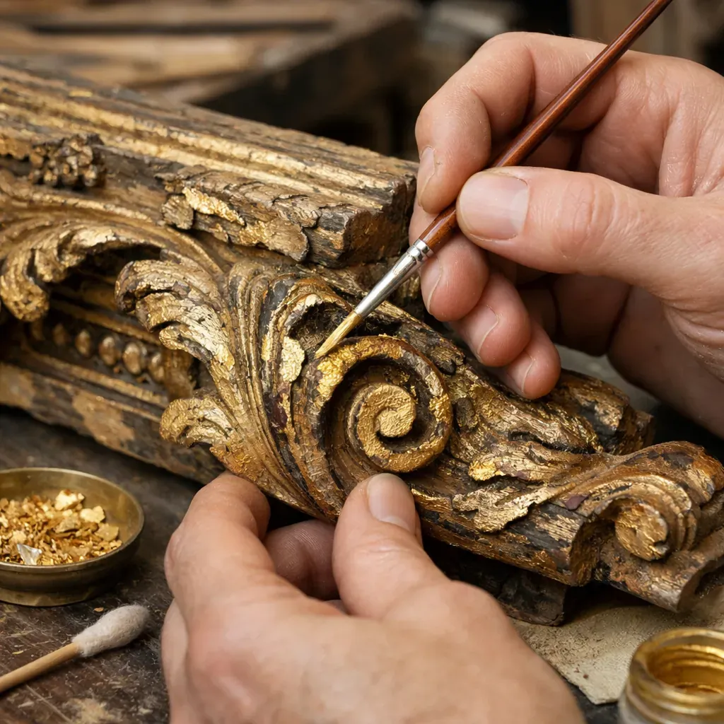 Détail de restauration sur bois ancien