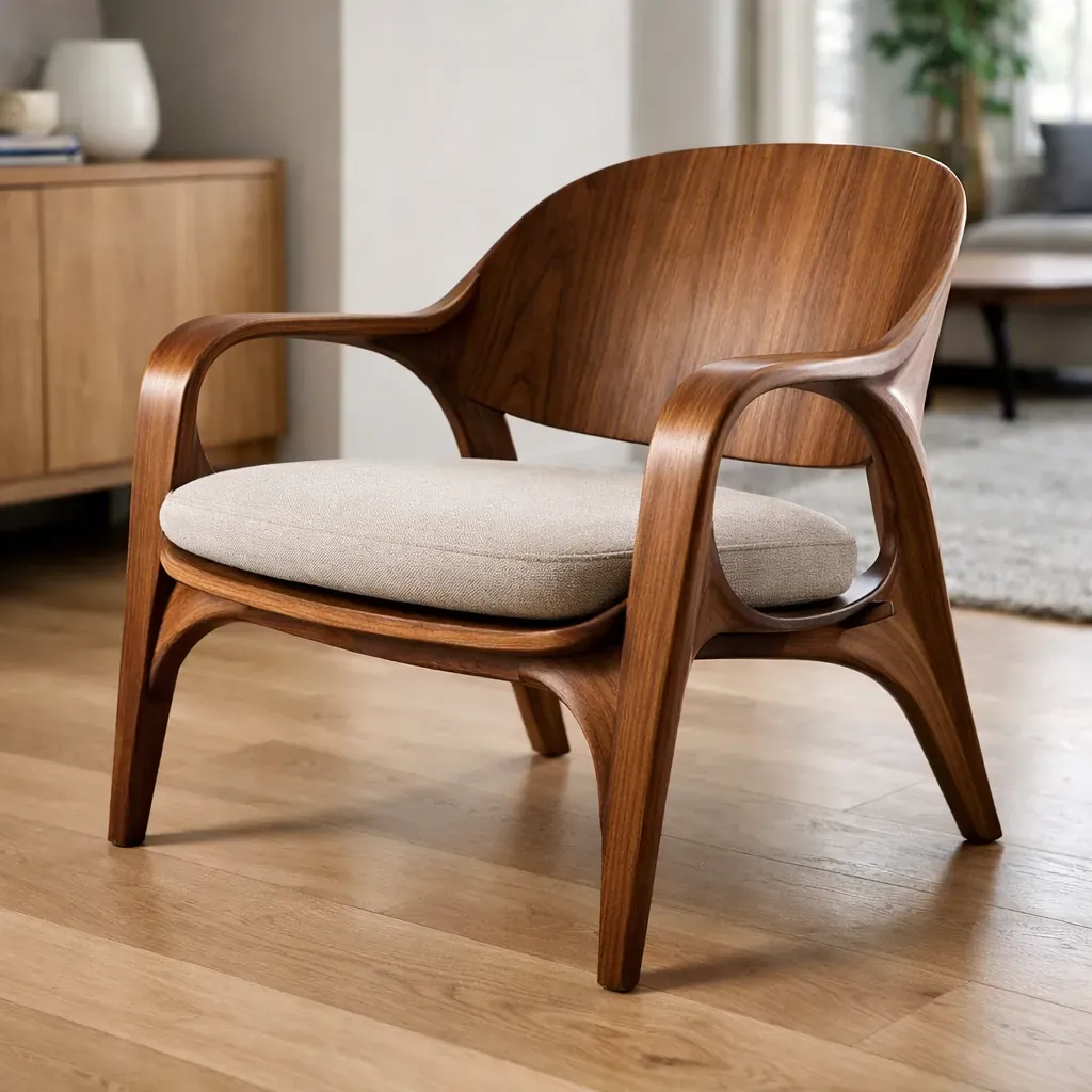 Fauteuil design en bois cintré