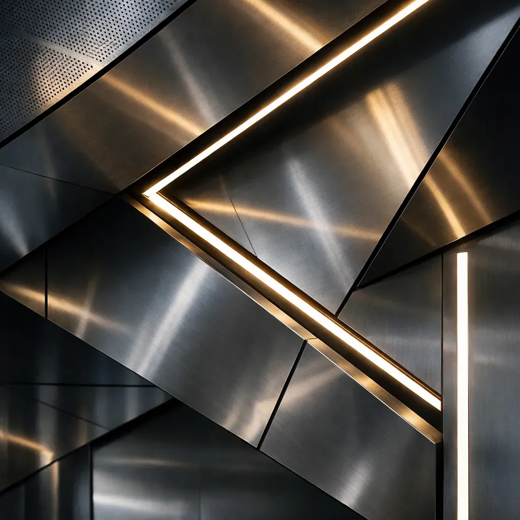 Détail architectural moderne en métal et lumière