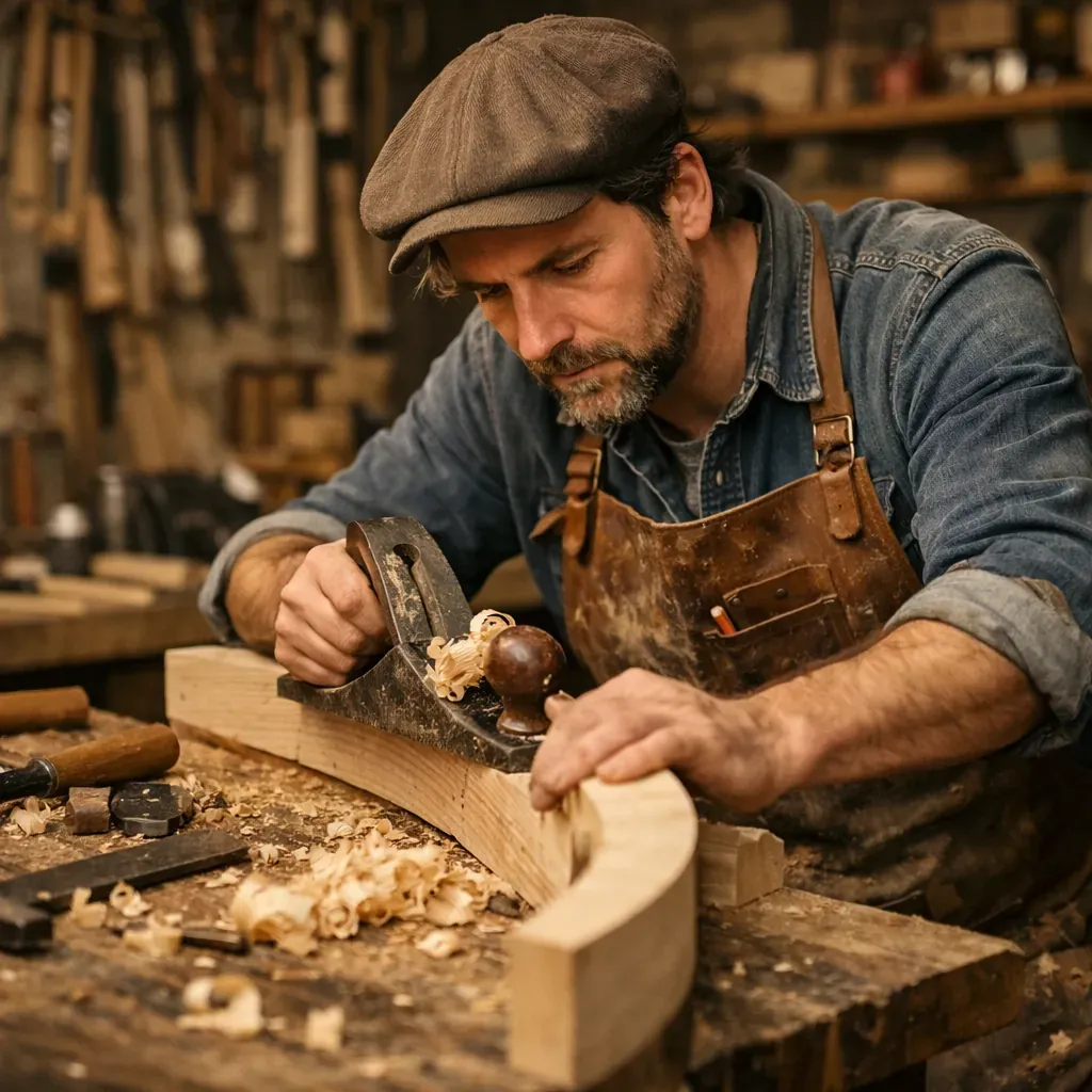 Artisan travaillant le bois dans son atelier