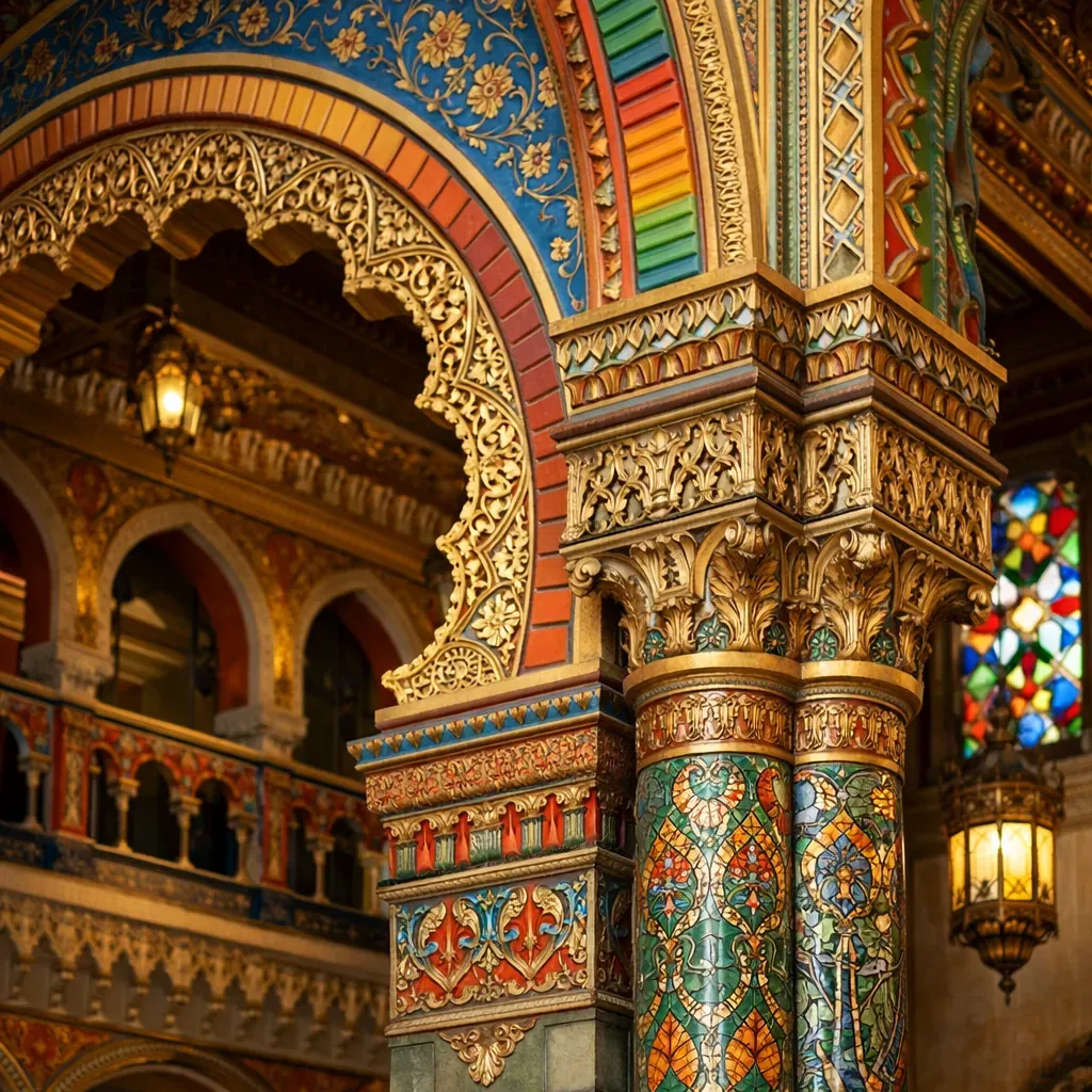 Détail architectural intérieur coloré