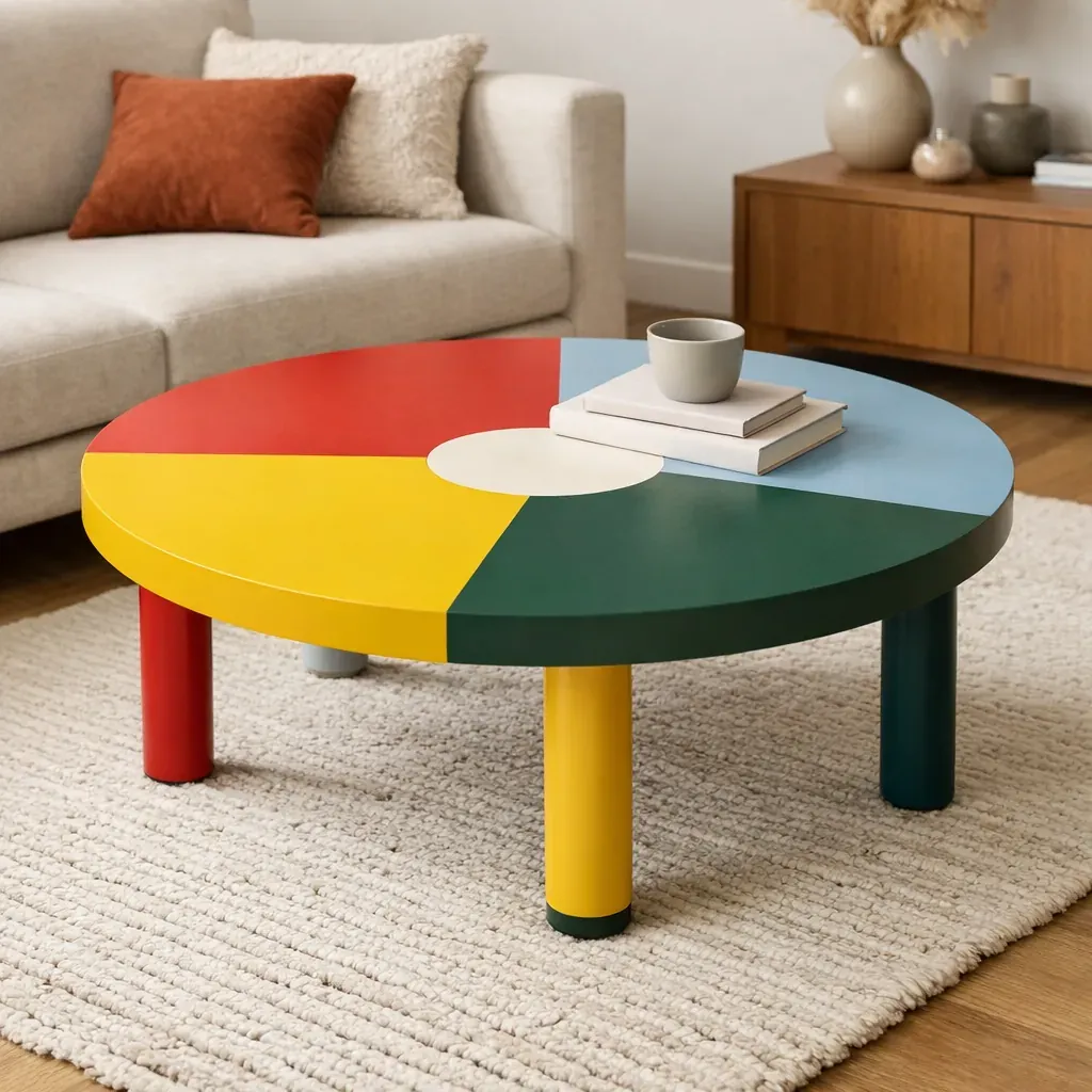 Table basse ronde colorée