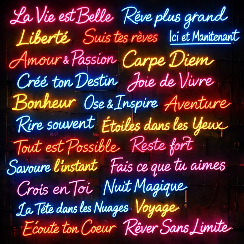 Mur de texte en néon brillant