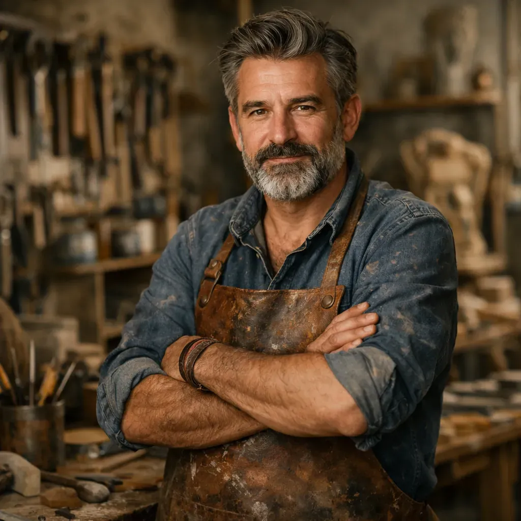 Portrait d'artisan en atelier