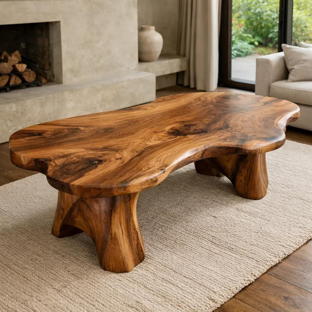 Table en bois massif organique