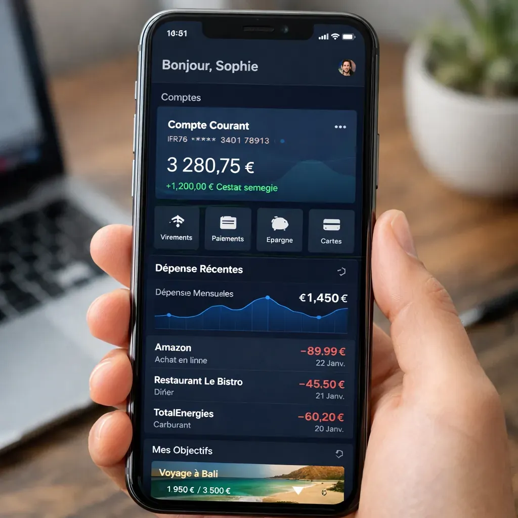 Interface application bancaire moderne