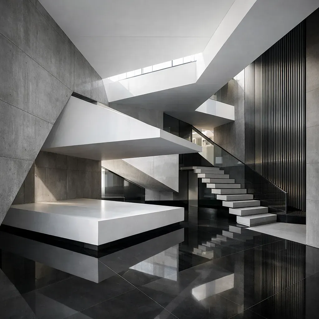 Espace architectural abstrait représentant la structure du design