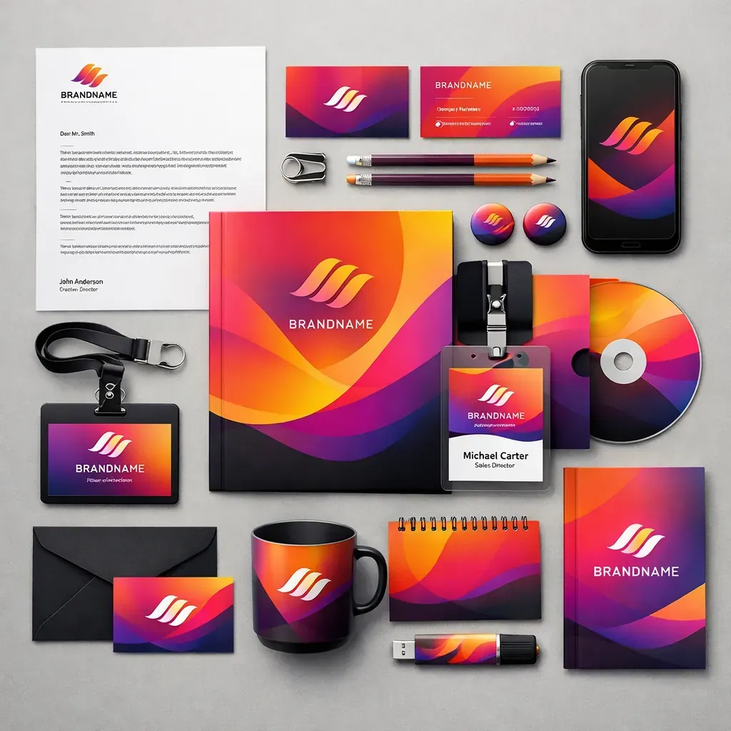 Vibrant visual identity branding materials