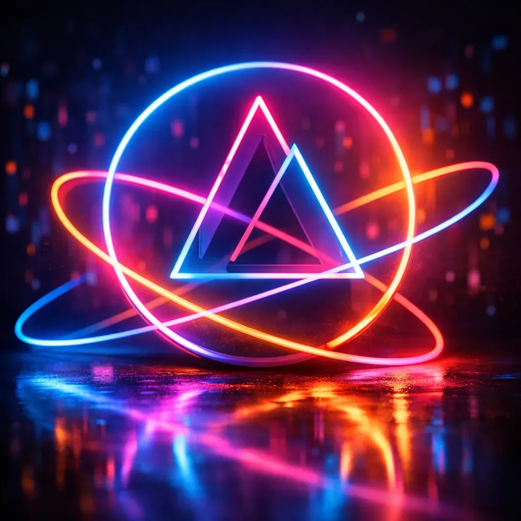 Abstract neon shape representation of digital art