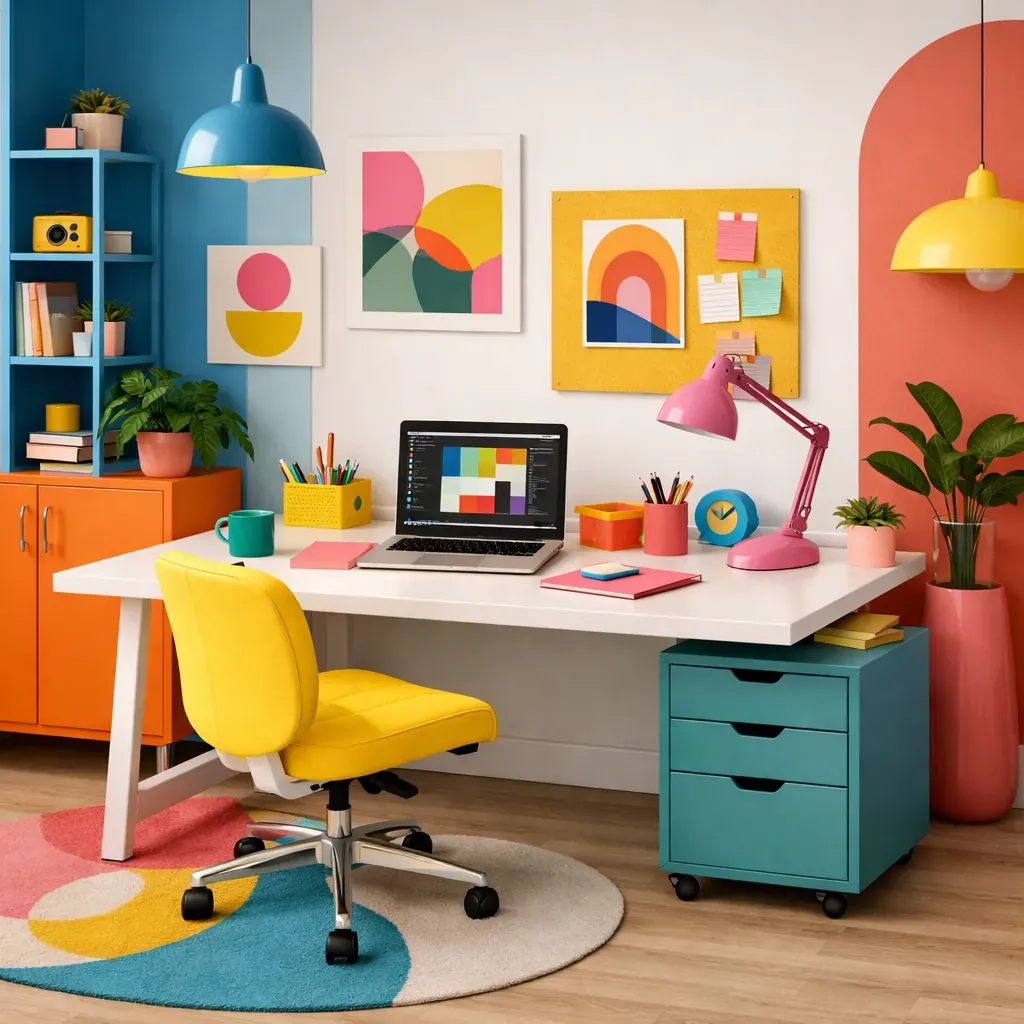 Espace de travail design coloré