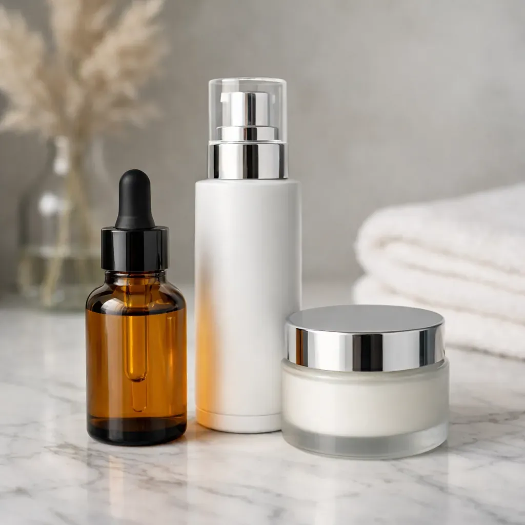 Bouteilles de produits cosmétiques