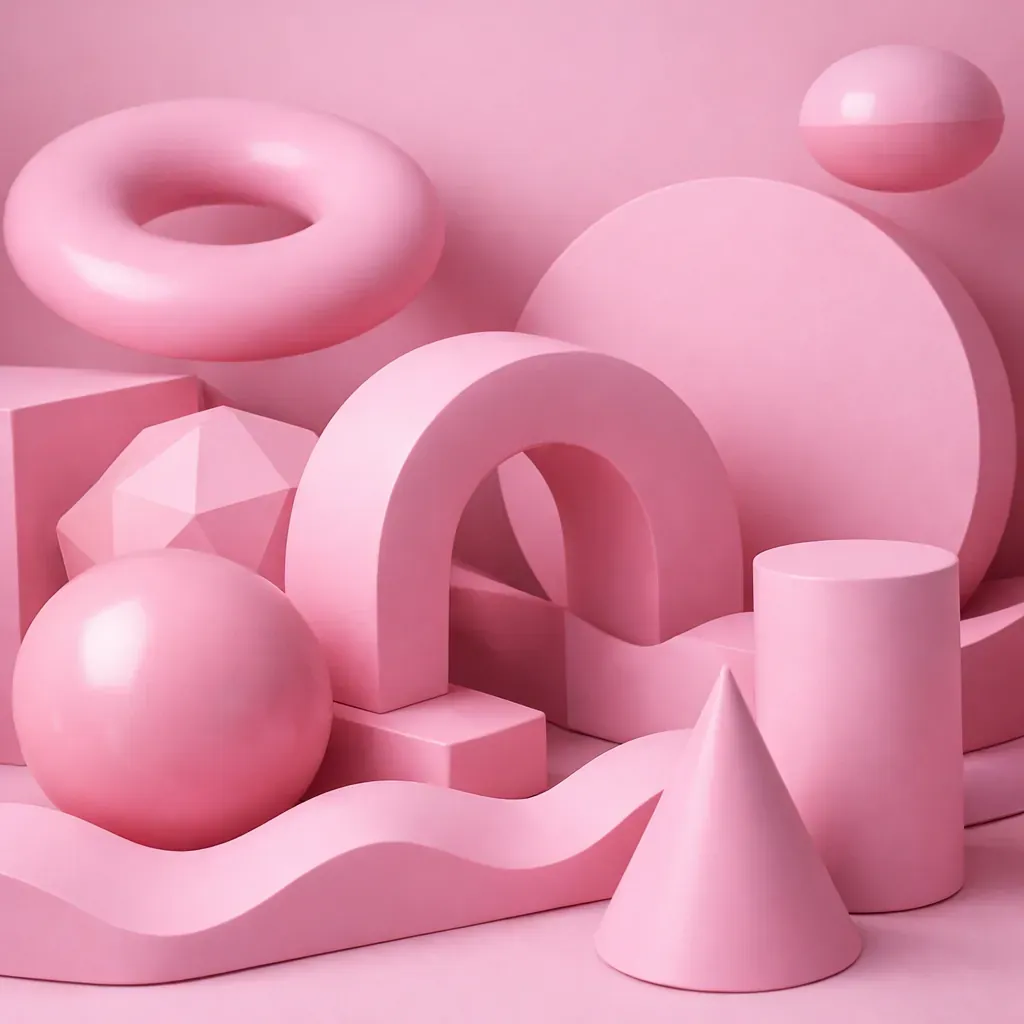 Pink abstract 3d shapes