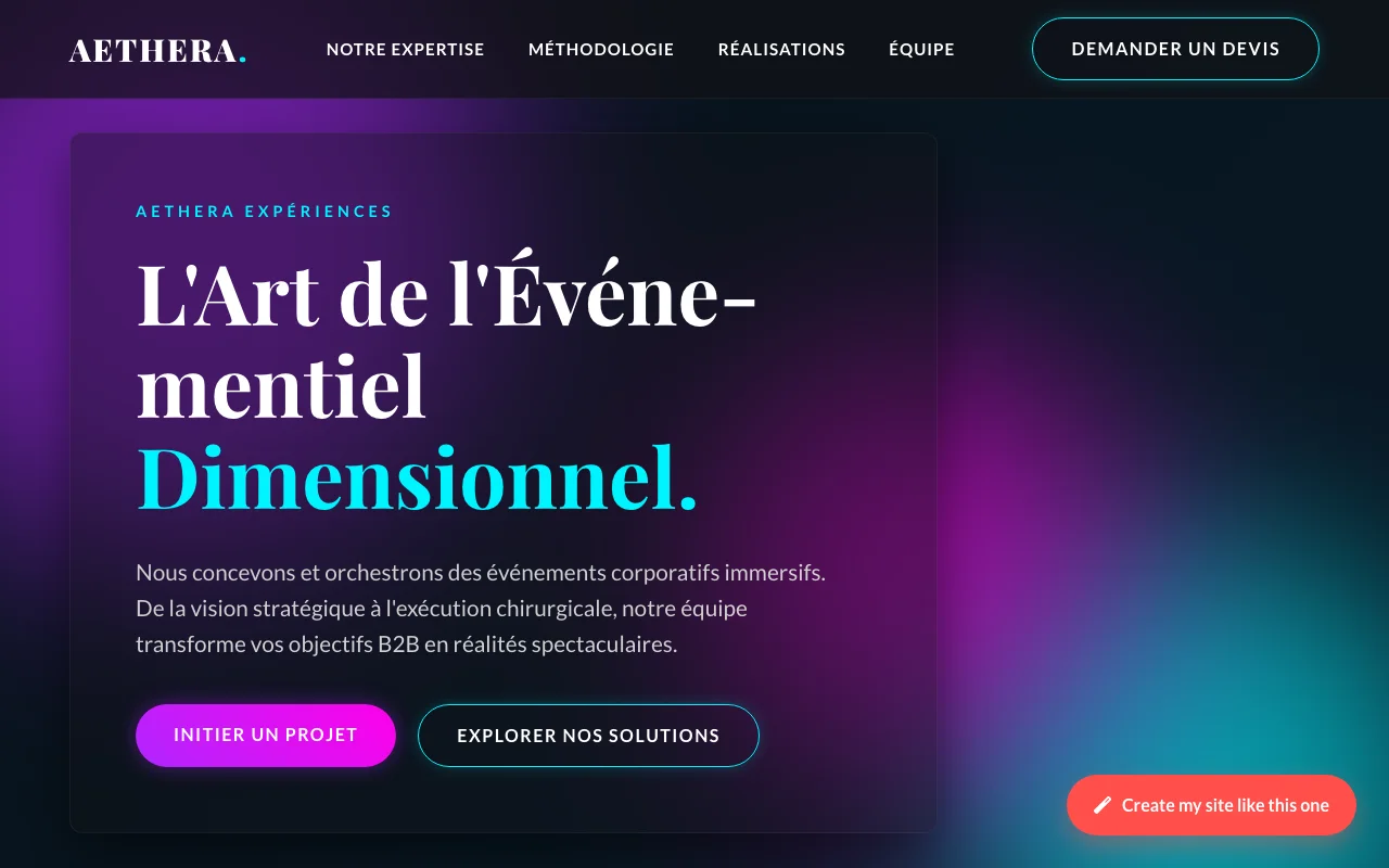 Site d'entreprise — Cinématique