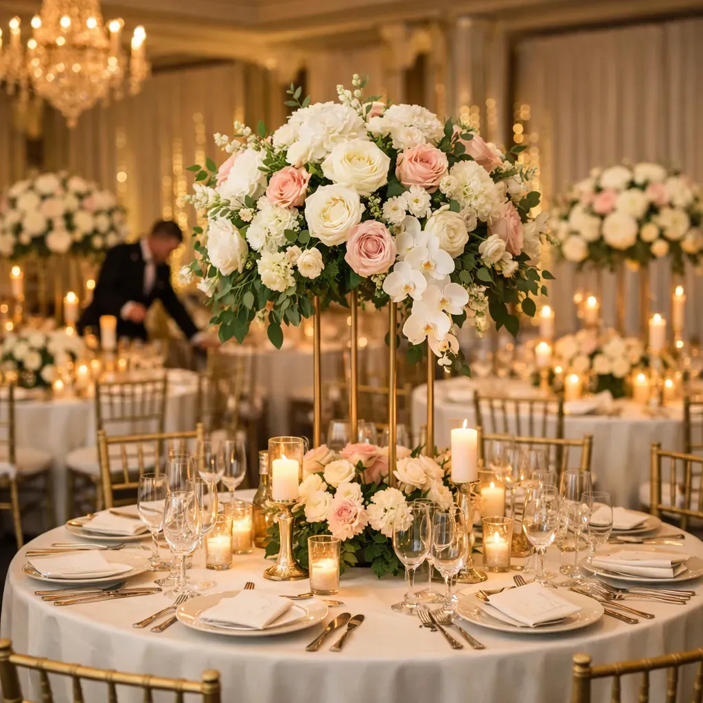 Mise en place d'un événement élégant avec décoration florale