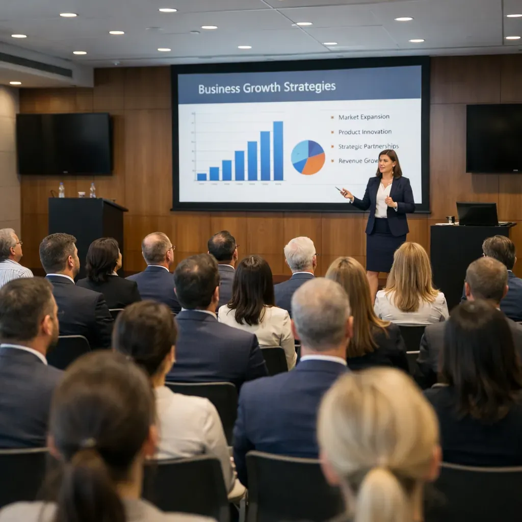 Salle de conférence corporative avec audience