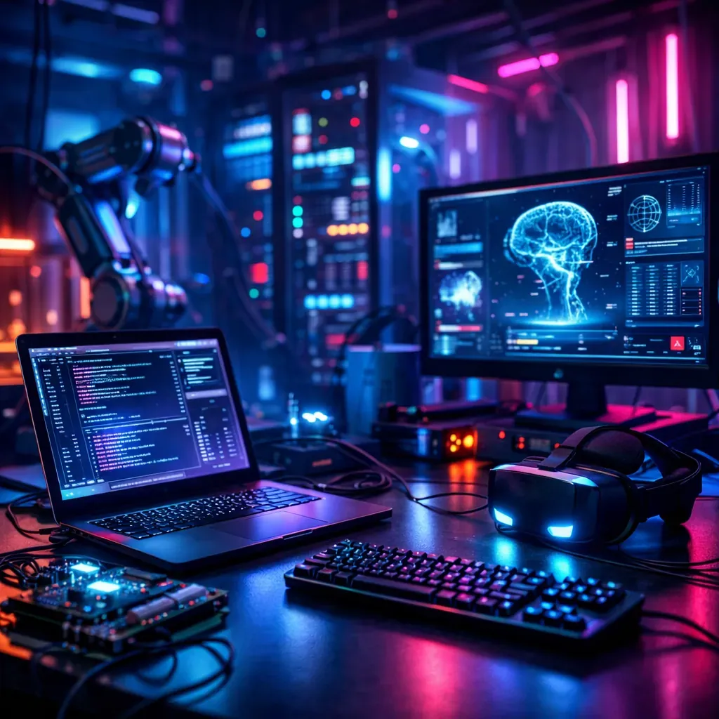 Scène technologique avec éclairage néon