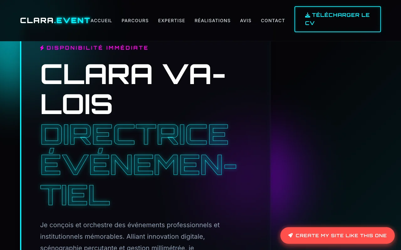 CV professionnel — Cinématique