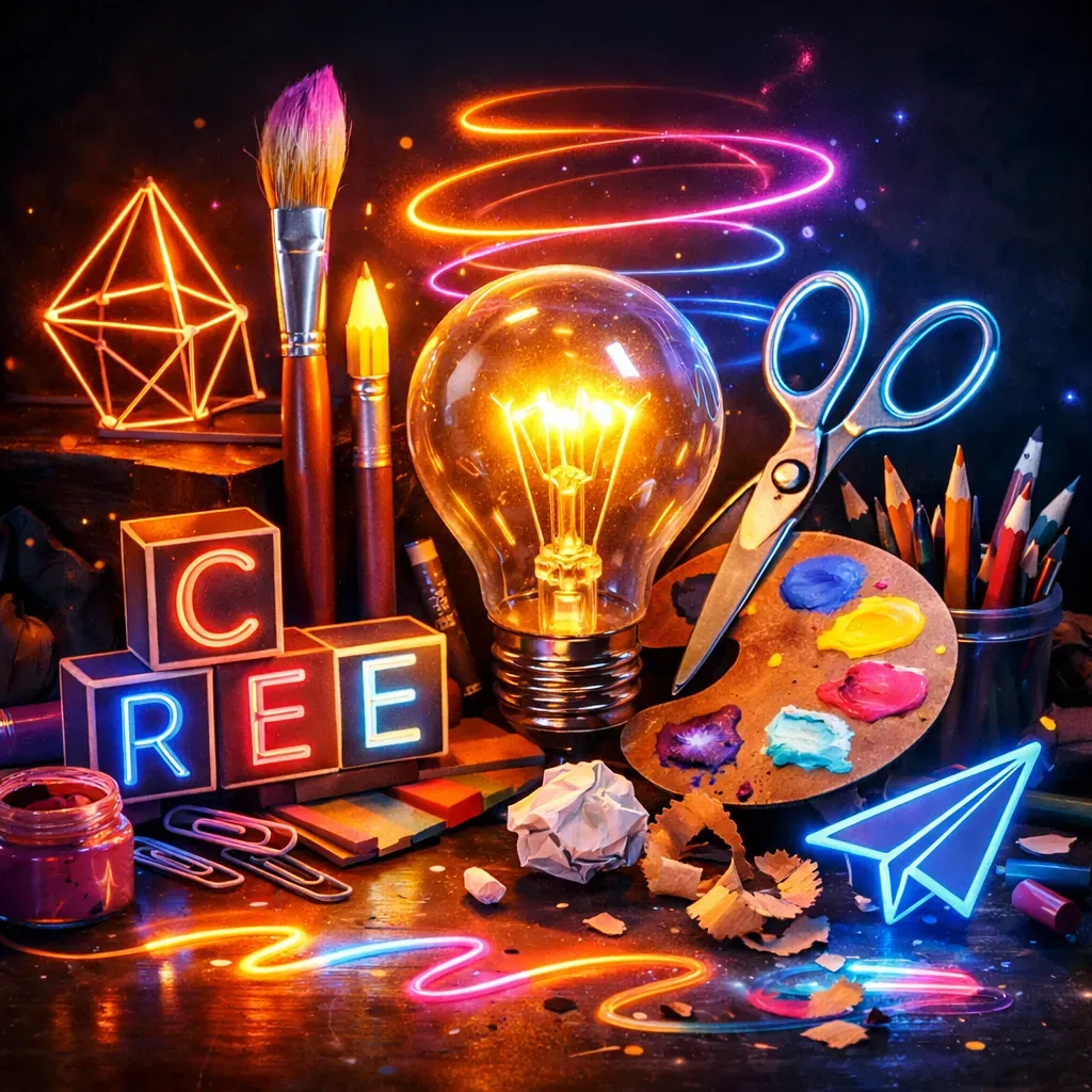 Abstract neon composition representing creativity