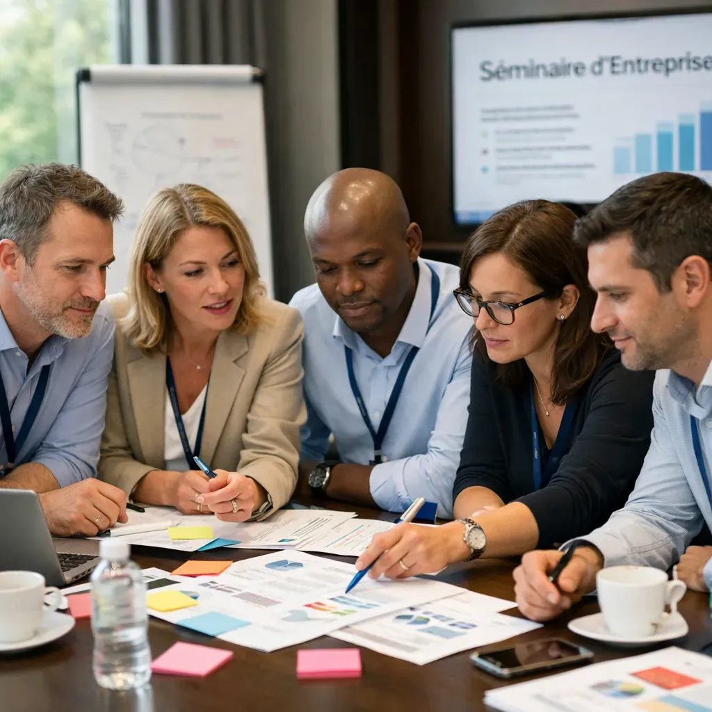 Groupe de travail lors d'un séminaire d'entreprise
