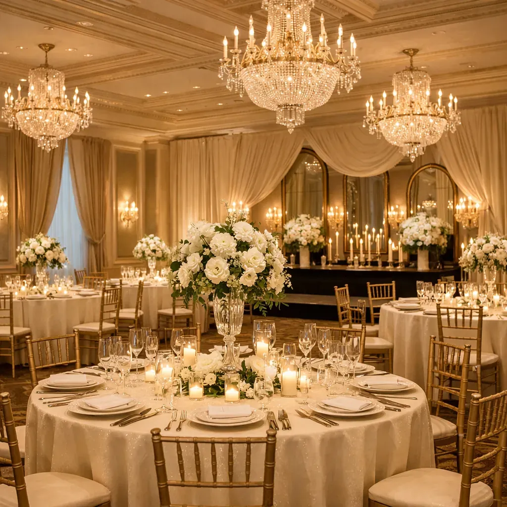 Salle de réception éclairée avec élégance