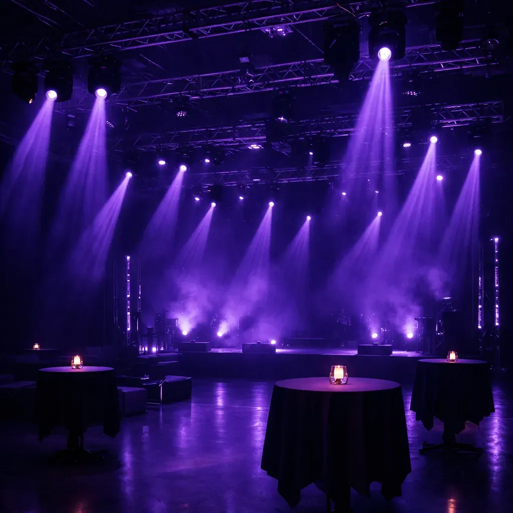 Éclairage événementiel violet sombre