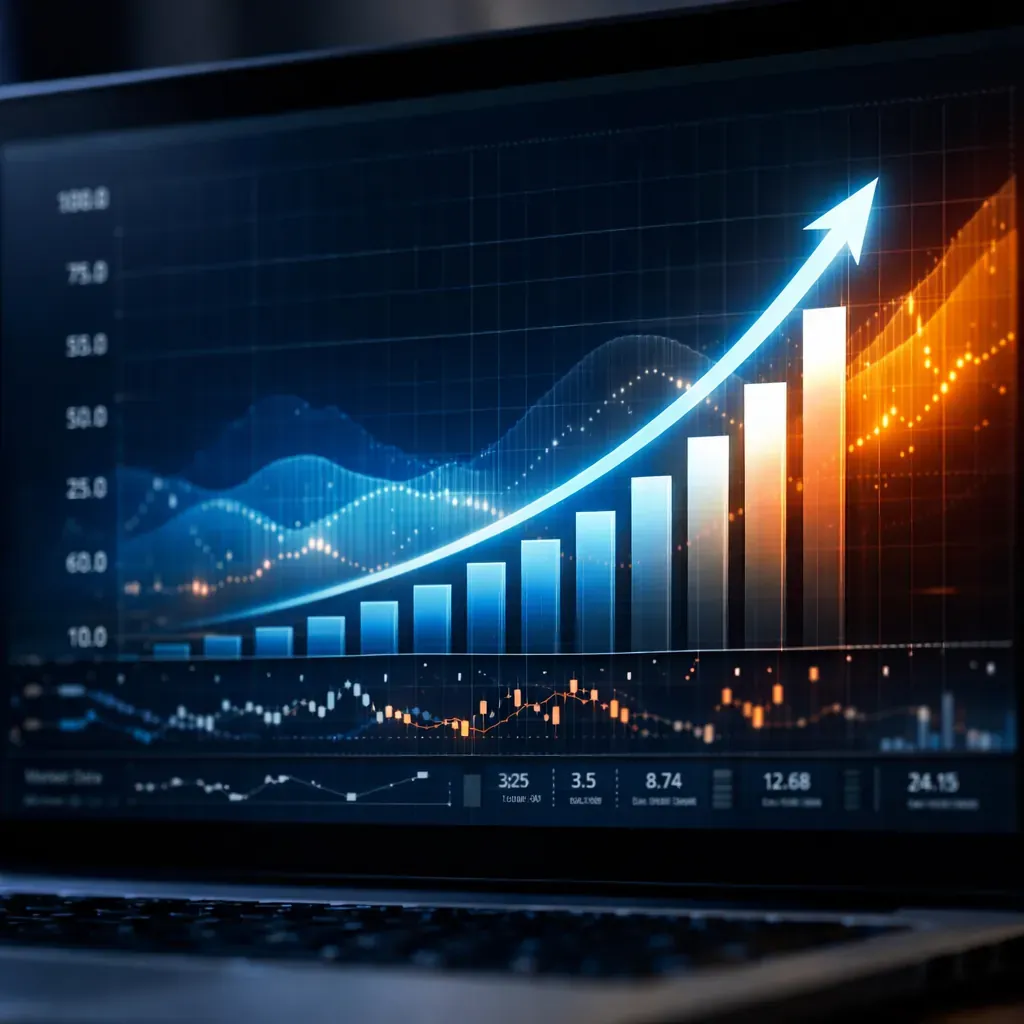 Graphique de croissance abstrait sur écran